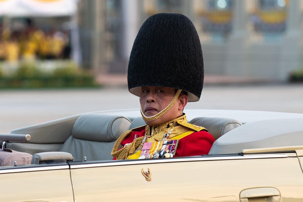 Thai King Maha Vajiralongkorn reviews the guard of honor 