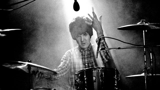 Clem Burke of Blondie plays the drums during the recording of a pop promo for their single "Picture This" at Isleworth Studios in London on Aug. 21, 1978, for Chrysalis Records.