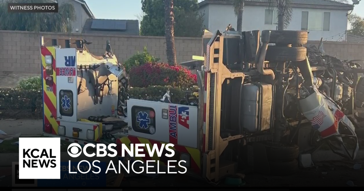 Three injured during violent ambulance crash in Riverside County - CBS ...