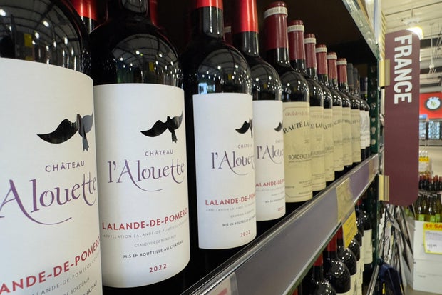 French wine shown for sale in California 