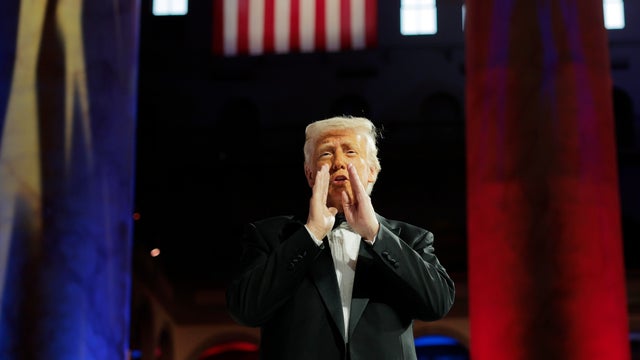 President Trump arrives to speak at the National Republican Congressional Committee (NRCC) dinner at the National Building Museum on April 08, 2025 in Washington, DC.