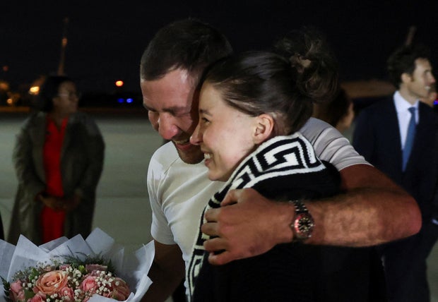 Ksenia Karelina Russian-American dual citizen, who was released from detention in Russia, arrives at Joint Base Andrews in Maryland 