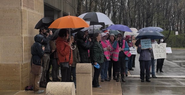 Supporters for Abrego Garcia protest the handling of his case in Maryland. 