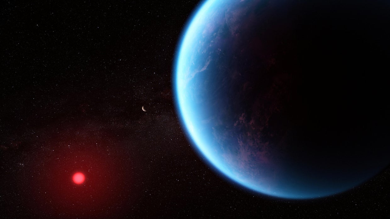 Artist's concept shows what exoplanet K2-18 b could look like based on science data