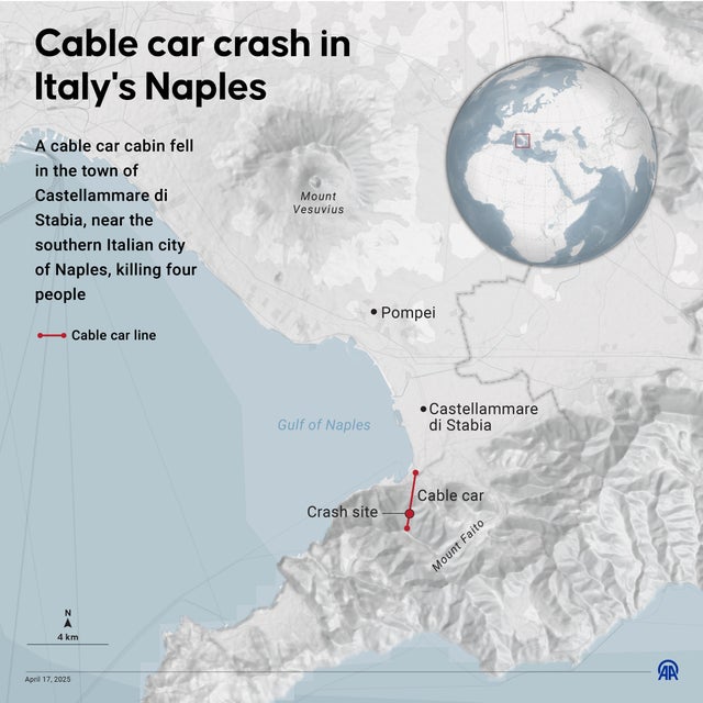 Cable car crash in Italy's Naples