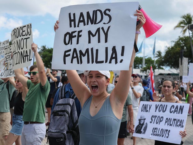 Protesters Gather In Cities Nationwide To Denounce The Trump Administration 