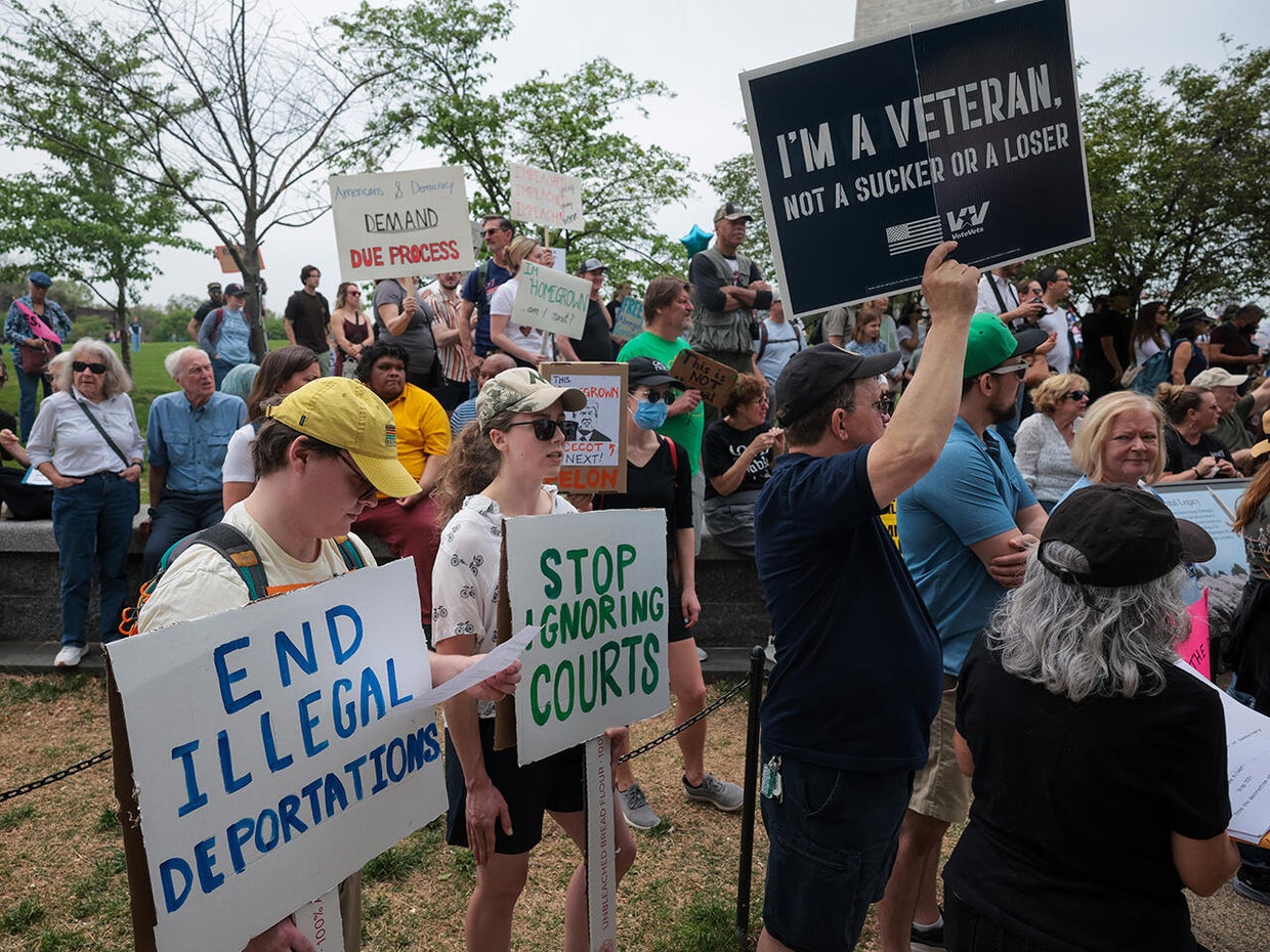 Protesters Gather In Cities Nationwide To Denounce The Trump Administration
