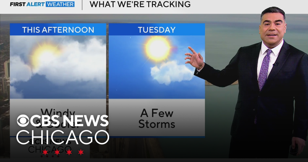 Cooler day Monday, storms return Tuesday evening - CBS Chicago