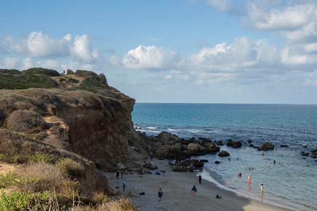 People at the Beach in Hadera, Israel 
