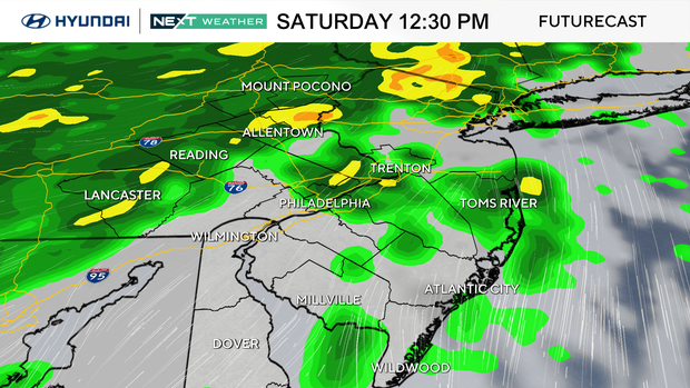 Future radar for storms on Saturday 