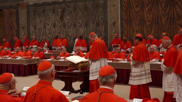 Roman Catholic cardinals filed into the Sistine Chapel for a conclave to elect a successor to Pope John Paul II in Rome, Italy on April 18, 2005. 