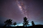 Eta Aquarids Meteor Shower Appears In The Night Sky. 