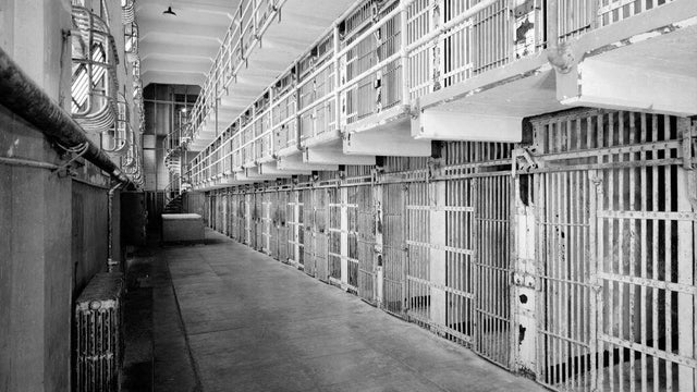 Southwest view on Cell Block 'A' in Alcatraz. 