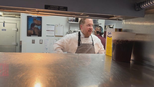 Chef Ben Burger inside the kitchen at the Philadelphia Cricket Club 