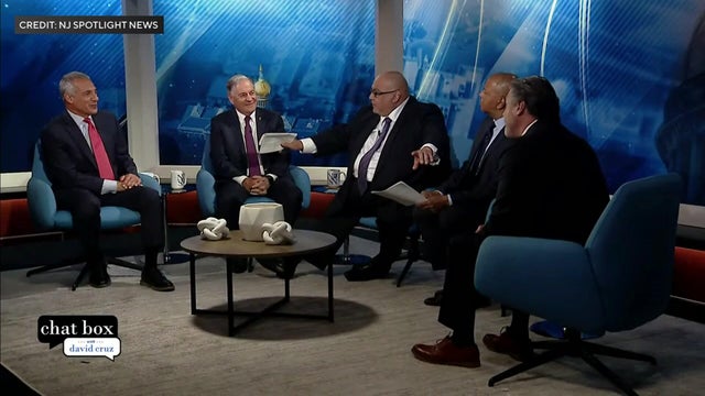 Former gubernatorial candidate Jack Ciattarelli, state Sen. Jon Bramnick, and former radio and TV host Bill Spadea at a debate 