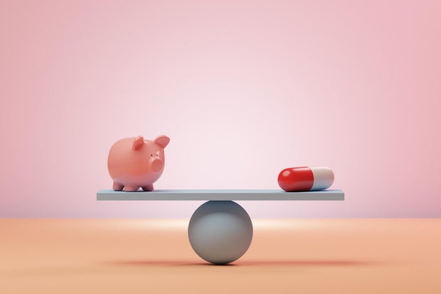 Medicine costs concept 