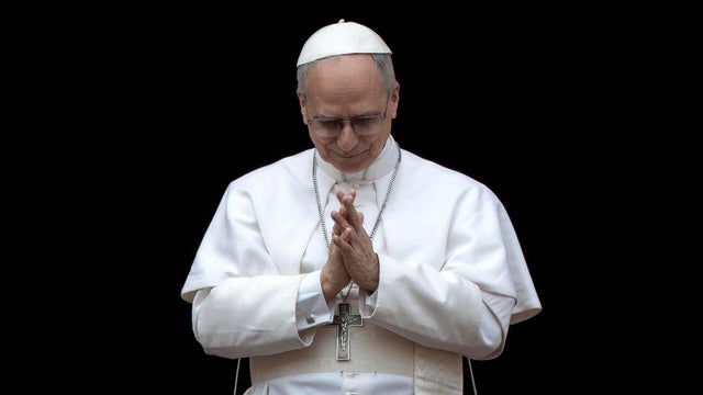 Pope Leo XIV leads his first Regina Caeli prayer from the 