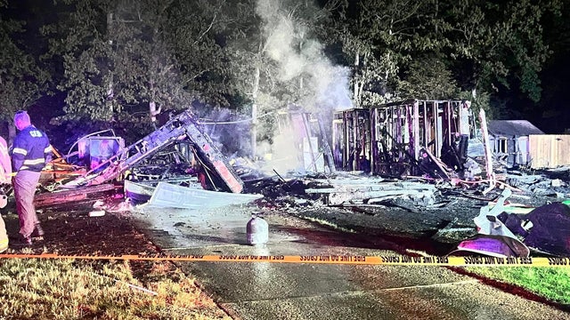 Home destroyed by possible explosion and fire in Washington Township, New Jersey 
