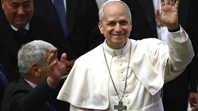Pope Leo XIV attends an audience to journalists in Vatican 
