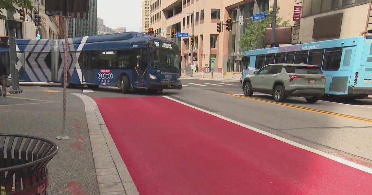 Pittsburgh Regional Transit painting new bus lanes across Downtown Pittsburgh