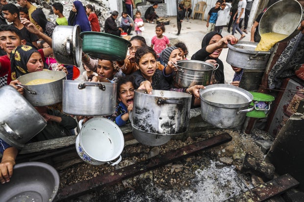 Food distributed to Palestinians in Gaza under Israeli attacks