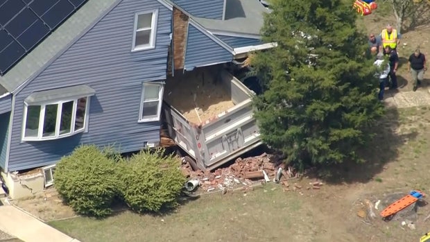 Overhead photo of the truck lodged in the home in Gloucester County 