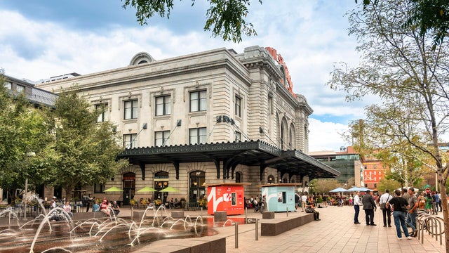 Denver Colorado Union Station railway and commuter train hub 