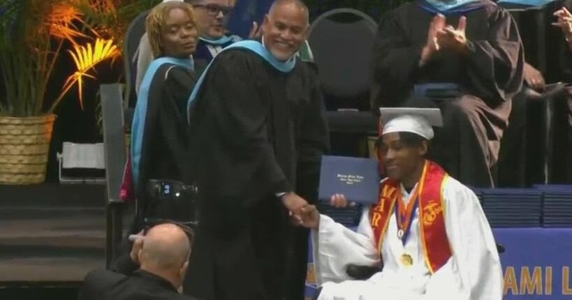 Teen paralyzed in shooting graduates from Hialeah-Miami Lakes Senior High School – CBS News