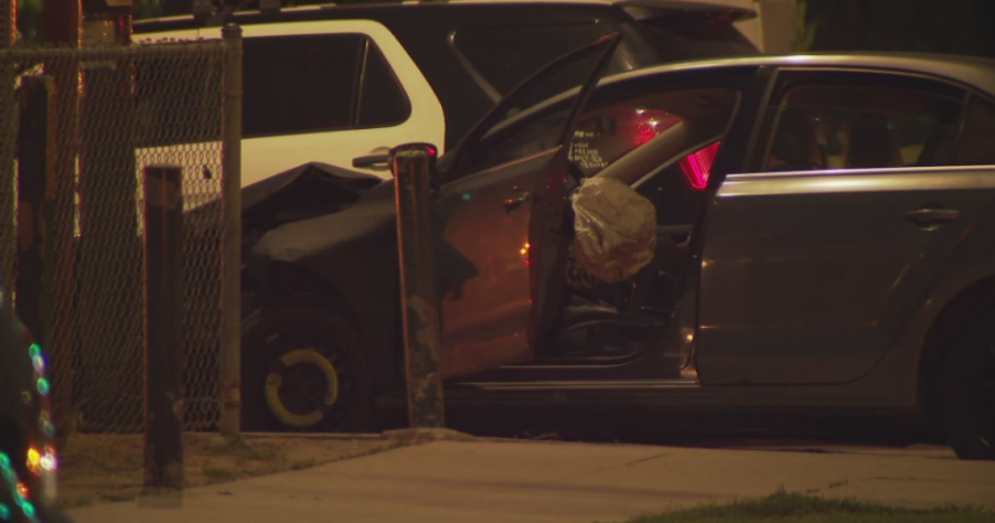 Woman found shot after car crash into light pole in Boyle Heights - CBS ...