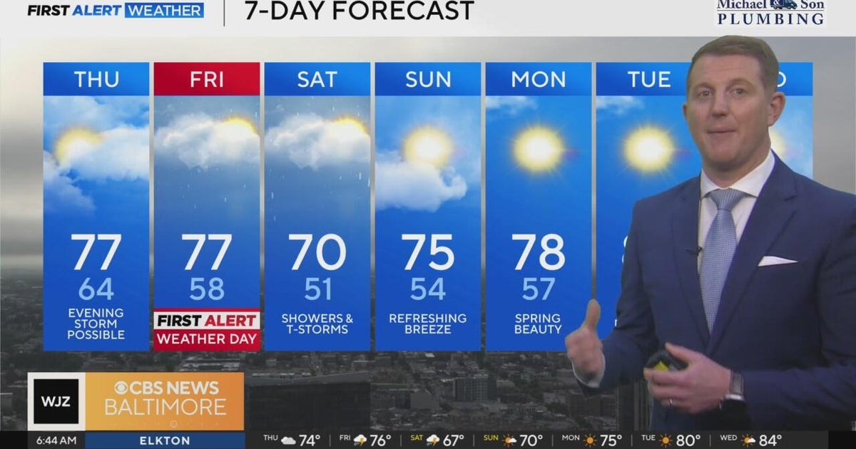 Cloudy and humid Thursday, possible evening showers - CBS Baltimore
