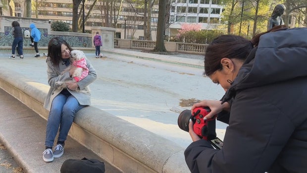 Nayana Gadde photographing Karla Shanesy and her dog Lillie 