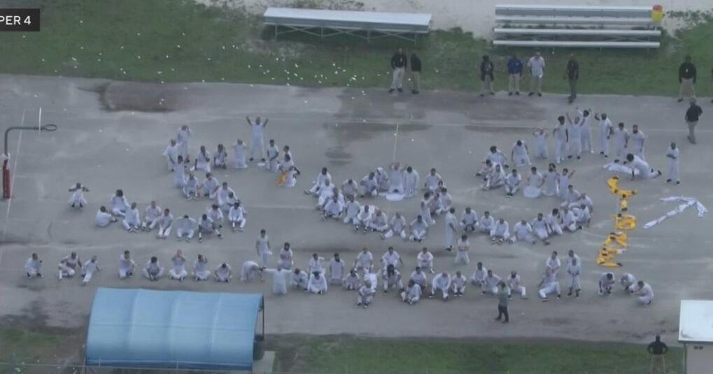Detainees at Krome Detention Center spell out SOS in protest