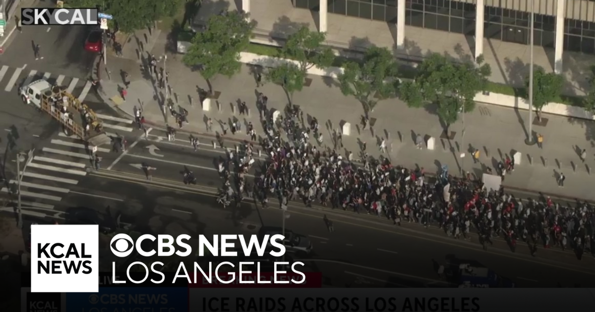 Protesters walk streets of downtown LA following immigration operations ...