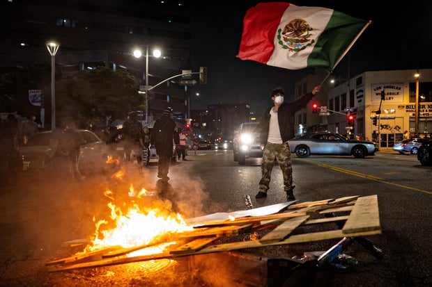 Protesters continue to clash with the Los Angeles Police Department in downtown Los Angeles due to the immigration raids in L.A.