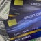 Credit Card on dollar bills as wealthy concept 