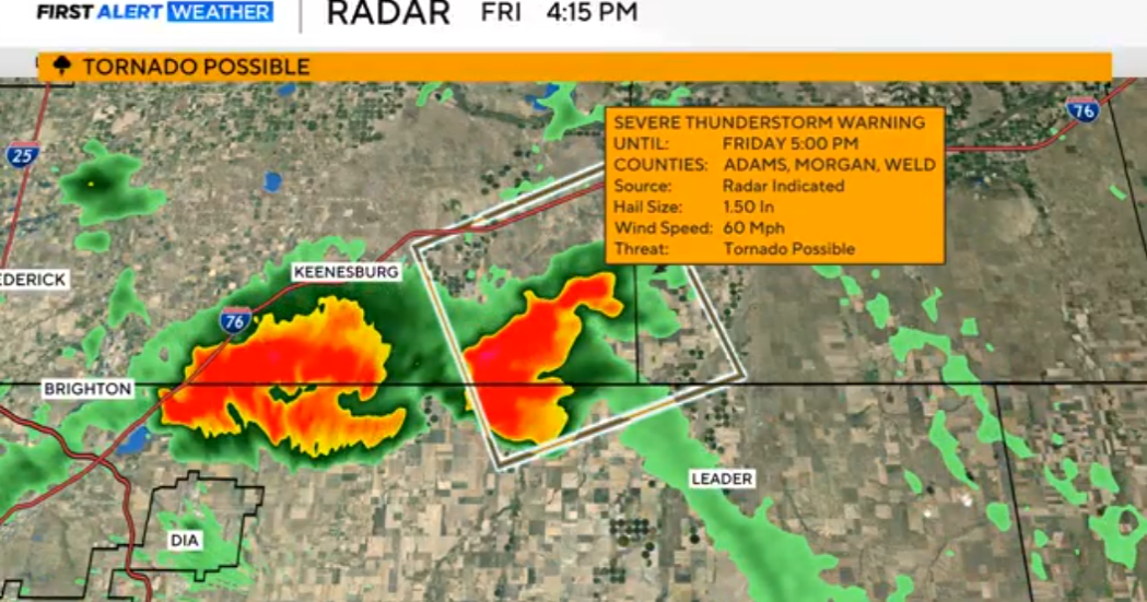 National Weather Service issues multiple tornado warnings in Colorado
