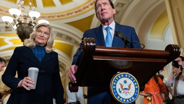 Sen. Bill Hagerty, a Tennessee Republican, speaks at a press conference with other members of the Senate Republican conference, following weekly policy luncheons, in Washington, DC on May 20, 2025. 