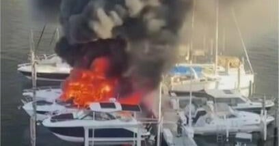 Video shows two boats engulfed in flames at a Coconut Grove marina
