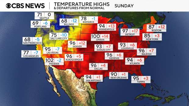 Maps show heat wave forecast across U.S. Here's what to know. sunday-natl-highs.png