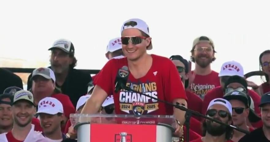 Panthers’ Matthew Tkachuk at Stanley Cup victory rally