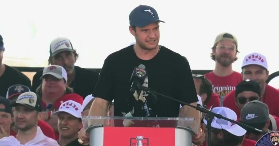 Panthers’ Aleksander Barkov speaks at Stanley Cup victory rally