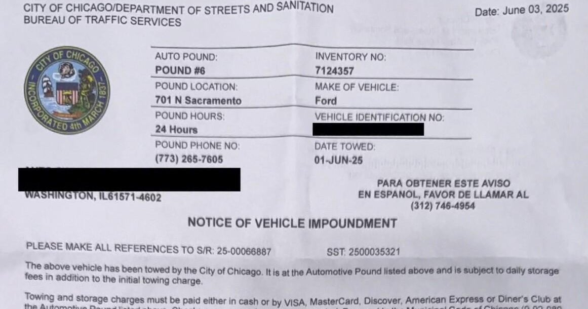 Chicago sent Central Illinois woman letters about impounding her car; it wasn't hers 