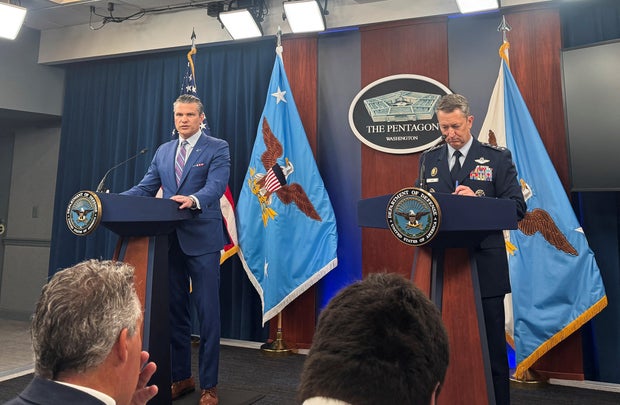 U.S. Defense Secretary Hegseth and Joint Chiefs Chair Caine hold briefing at Pentagon 