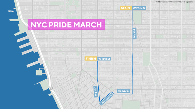 NYC 2025 Pride March map 