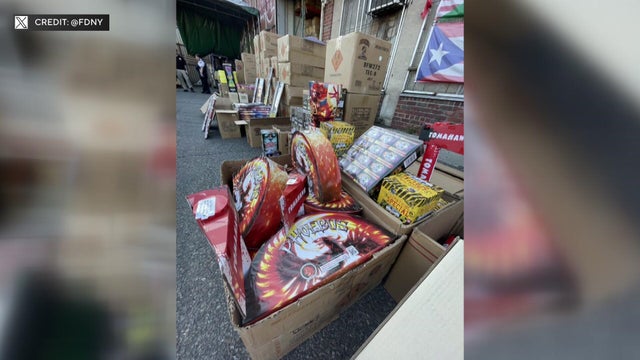 Illegal fireworks in boxes outside a Brooklyn business 