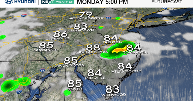 Scattered showers, thunderstorms expected Monday in Philadelphia region 