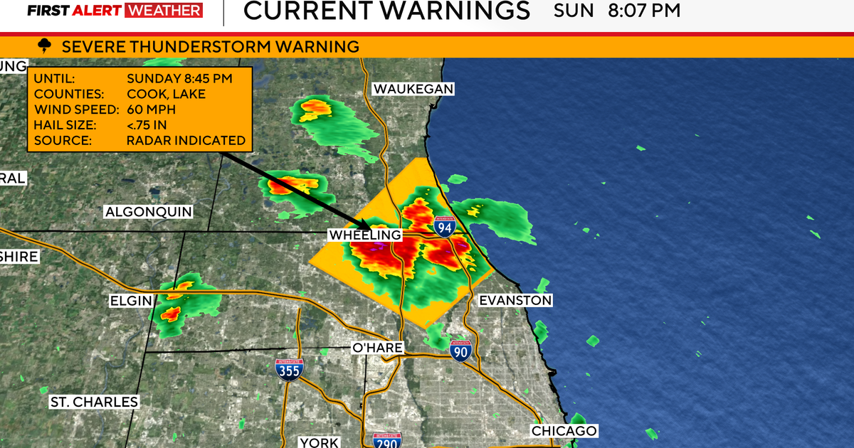 Severe Thunderstorm Warning issued for Chicago's north, northwest suburbs 