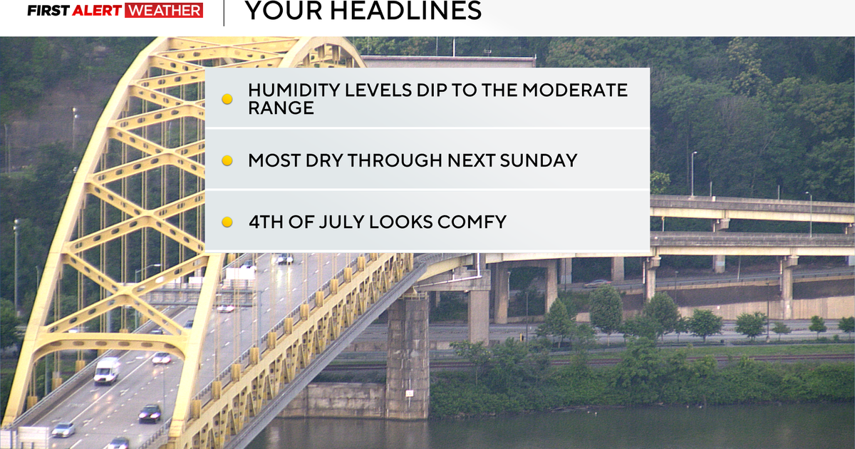 Pittsburgh has noticeably more comfortable weather on Wednesday as humidity dips 