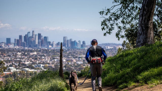 People out enjoying a sunny weather, after days of rain in Los Angeles 