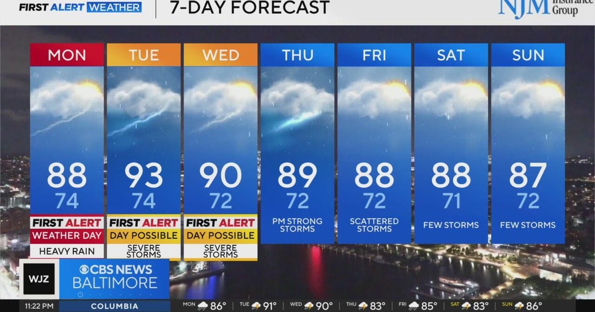Alert Day for heavy rain in Maryland on Monday - CBS Baltimore